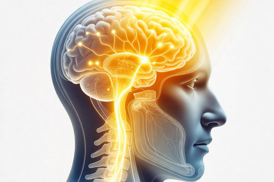 Symbolic image, light shining to a brain