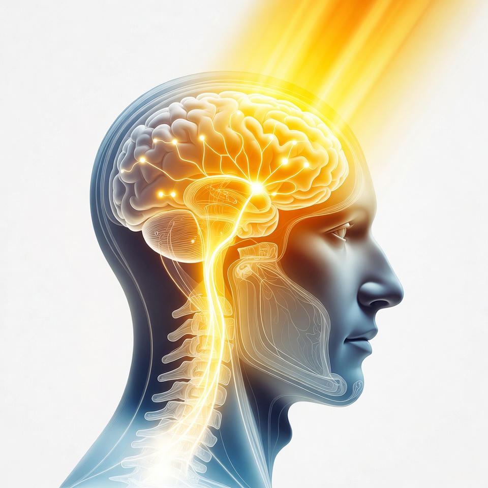 Symbolic image, light shining to a brain