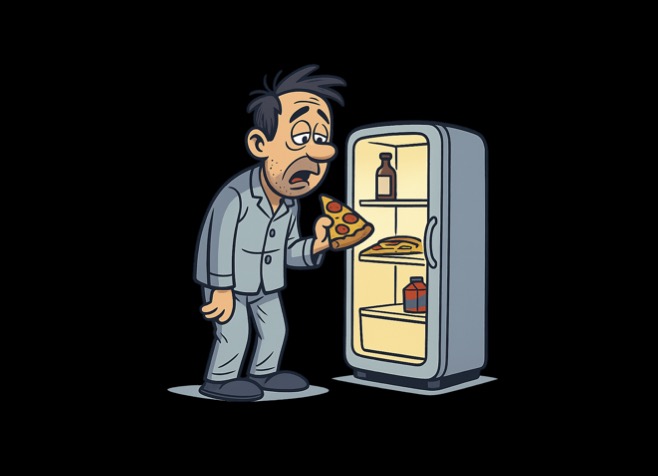 Man raiding fridge at nigt - comic