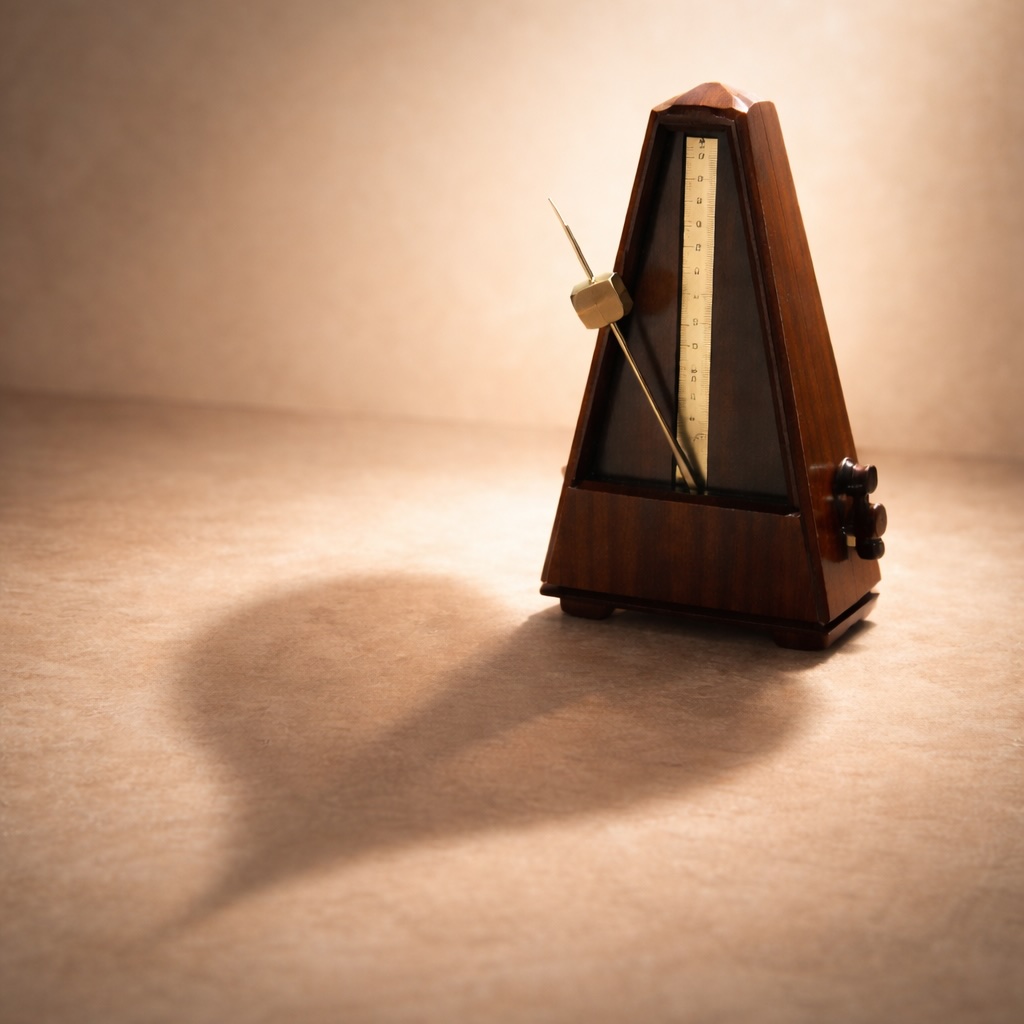 A metronome casts a heart-shaped shadow